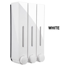 (White, Three cups) Bathroom Liquid Soap Dispenser Wall Mounted For Kitchen Plastic 350ml Shower