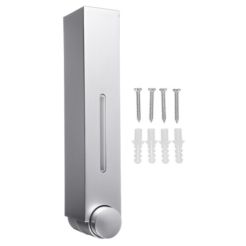(silver, Single cup) Bathroom Liquid Soap Dispenser Wall Mounted For Kitchen Plastic 350ml Shower