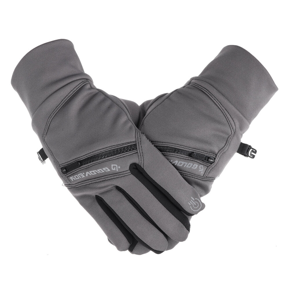 (Gray, 2XL) Warm Thermal Winter Gloves Cycling Ski Snow Waterproof Anti-slip Bike Glove