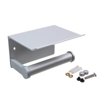 (Grey, S) Wall Mounted Bathroom Toilet Roll Paper Shelf Holder Racks Toilet Roll Stand Phone