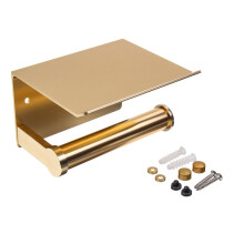 (Gold, S) Wall Mounted Bathroom Toilet Roll Paper Shelf Holder Racks Toilet Roll Stand Phone