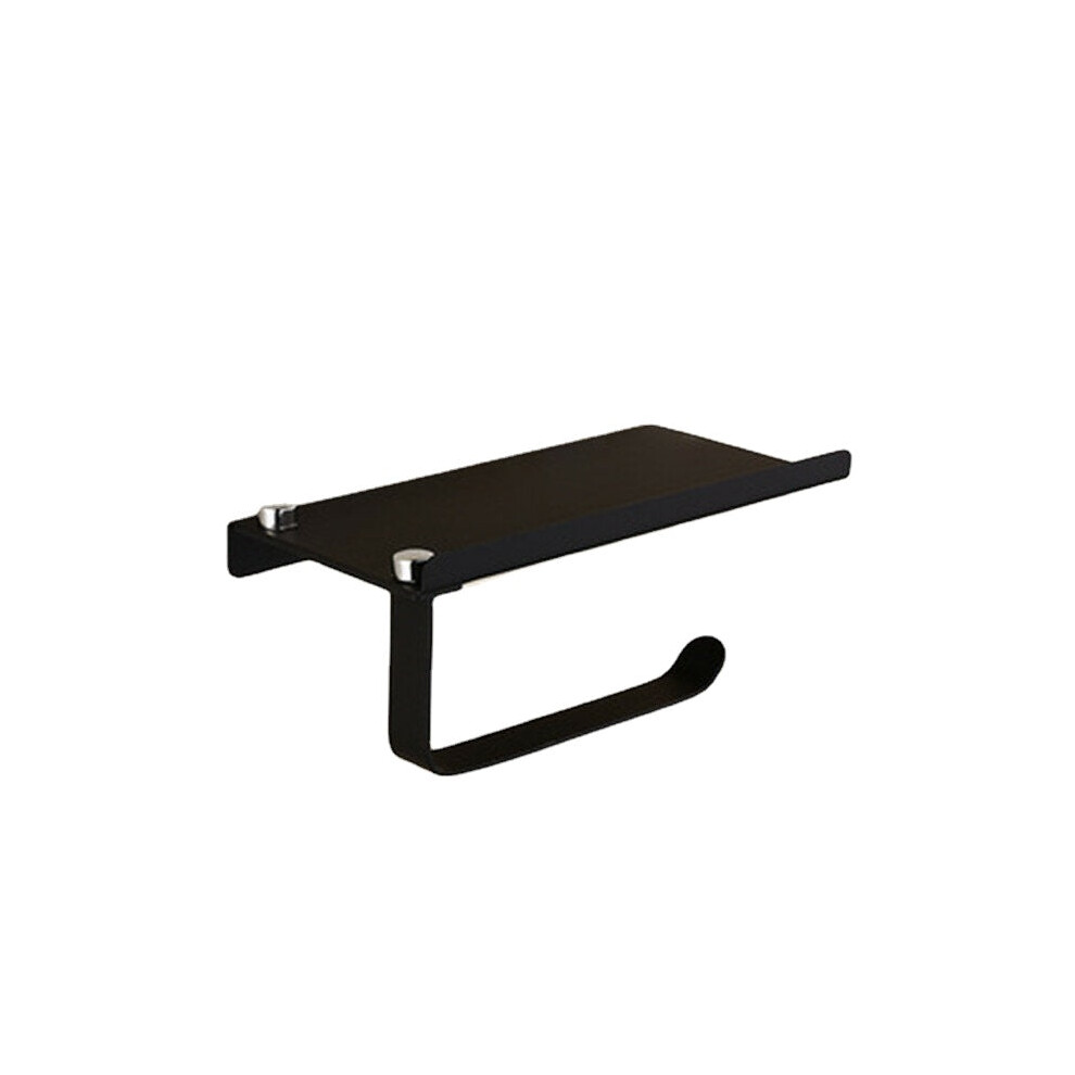 (Black) Wall Mounted Bathroom Toilet Paper With Phone Holder Rack Tissue Roll Stand Home