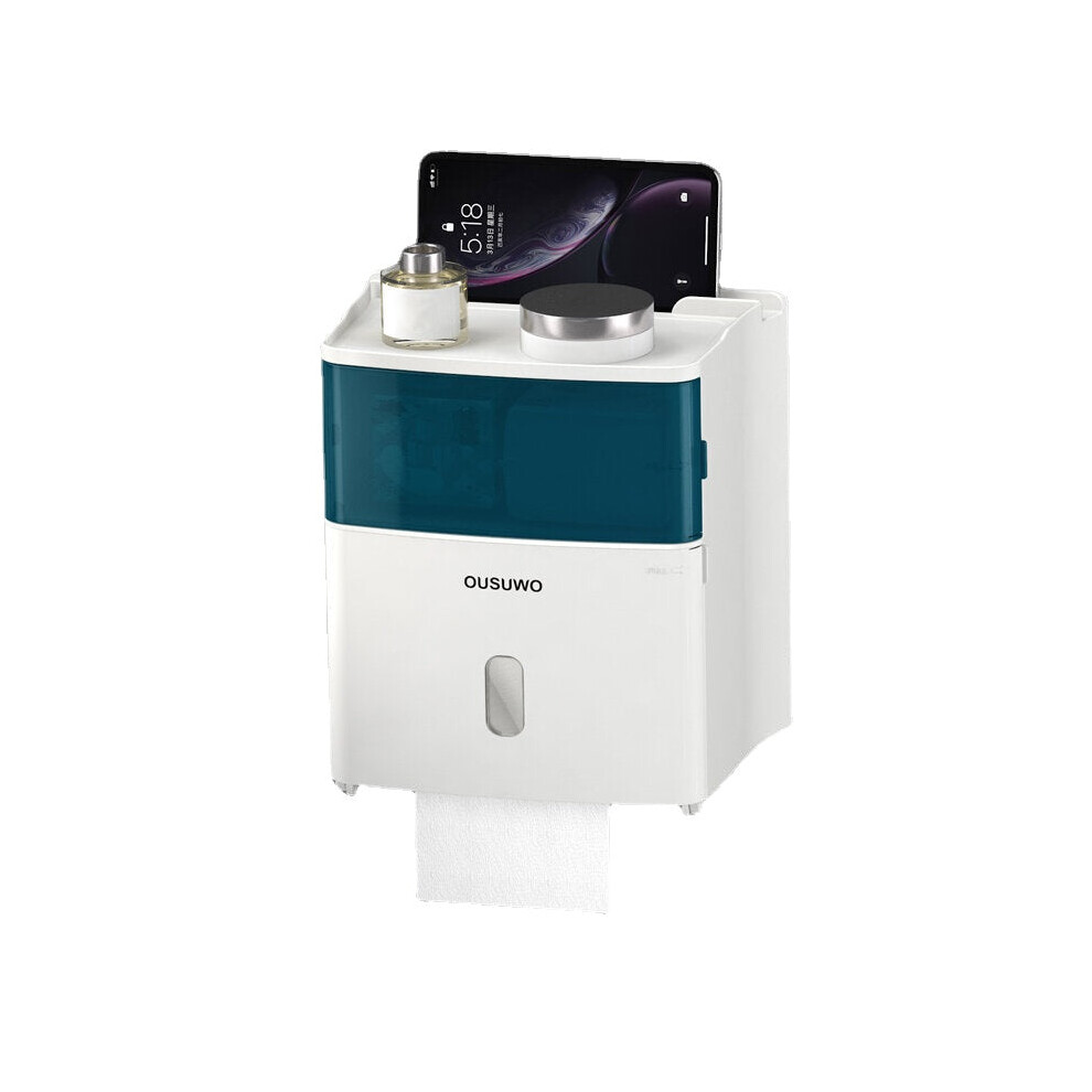 (Blue+White) Toilet Paper Holder Waterproof Wall Mounted for Tray Roll Tube Storage Box Bathroom Tray Tissue Box Shelf-image-OPC-PFZP2Q6-NEW