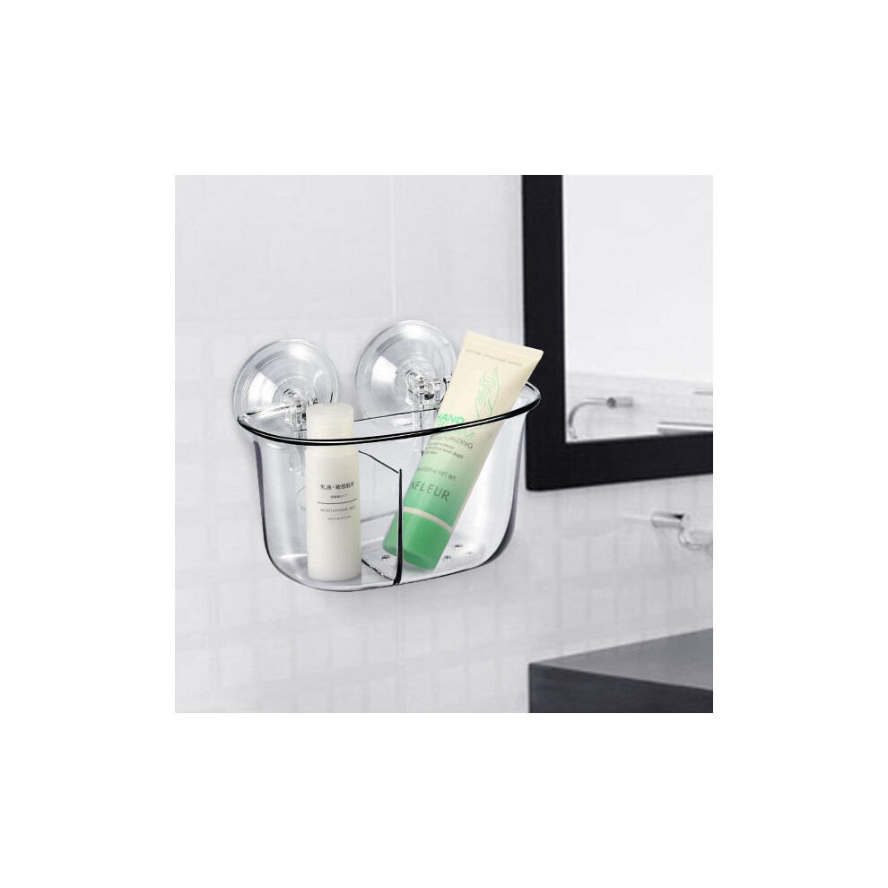 Double Strong Vacuum Suction Cup Storage Box Rack Bathroom Shelf Wall Stand Rack