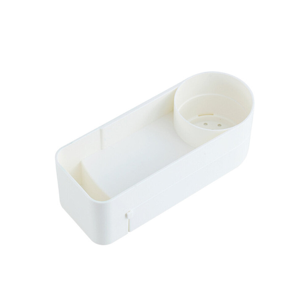 (White) Non-perforated Rotatable Bathroom Organizer Wall Mounted Kitchen Storage Shelf Shower Shampoo Holder Storage Baskets For Home