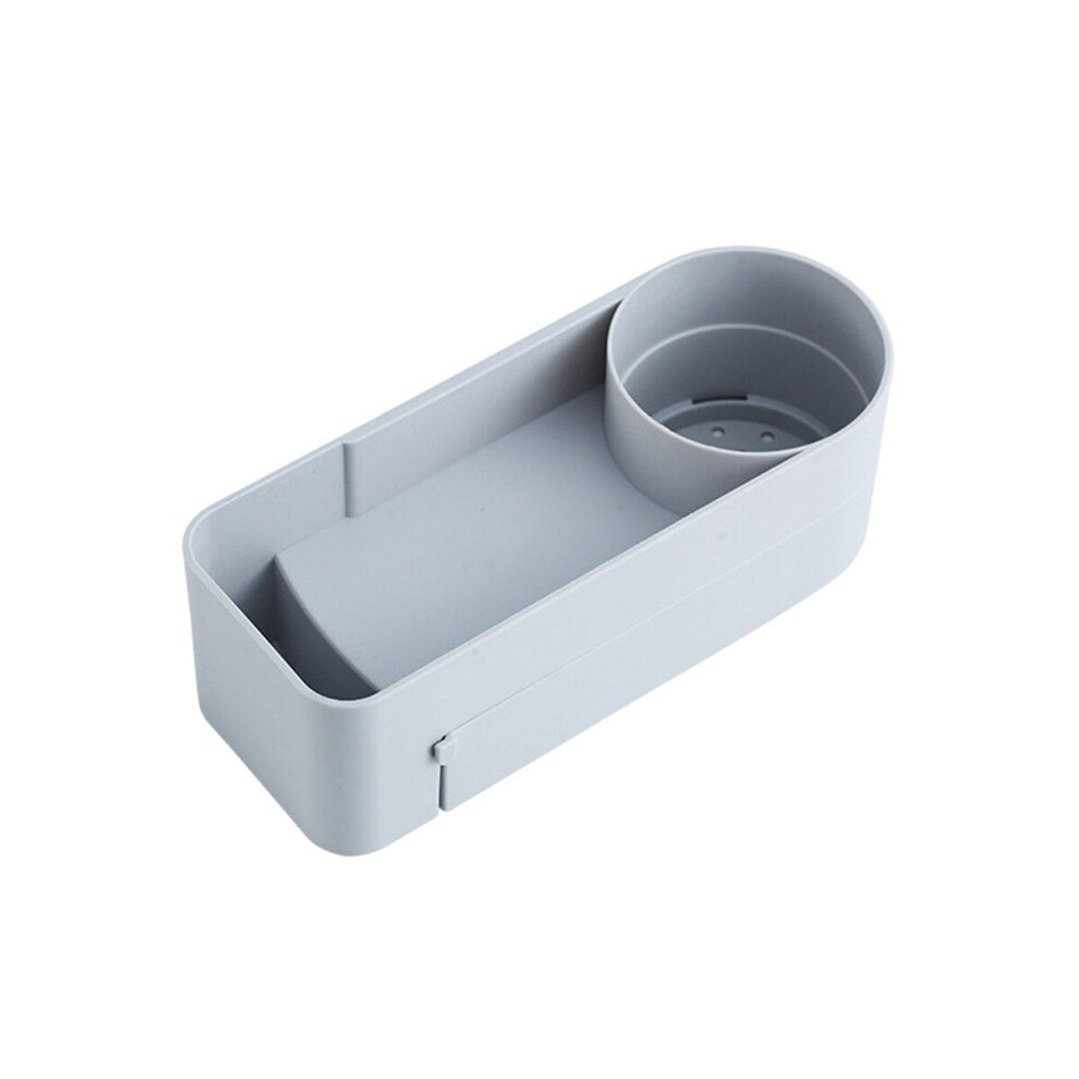 (Gray) Non-Perforated Rotatable Bathroom Organizer Wall Mounted Kitchen Storage Shelf Shower Shampoo Holder Storage Baskets For Home 6112212815915