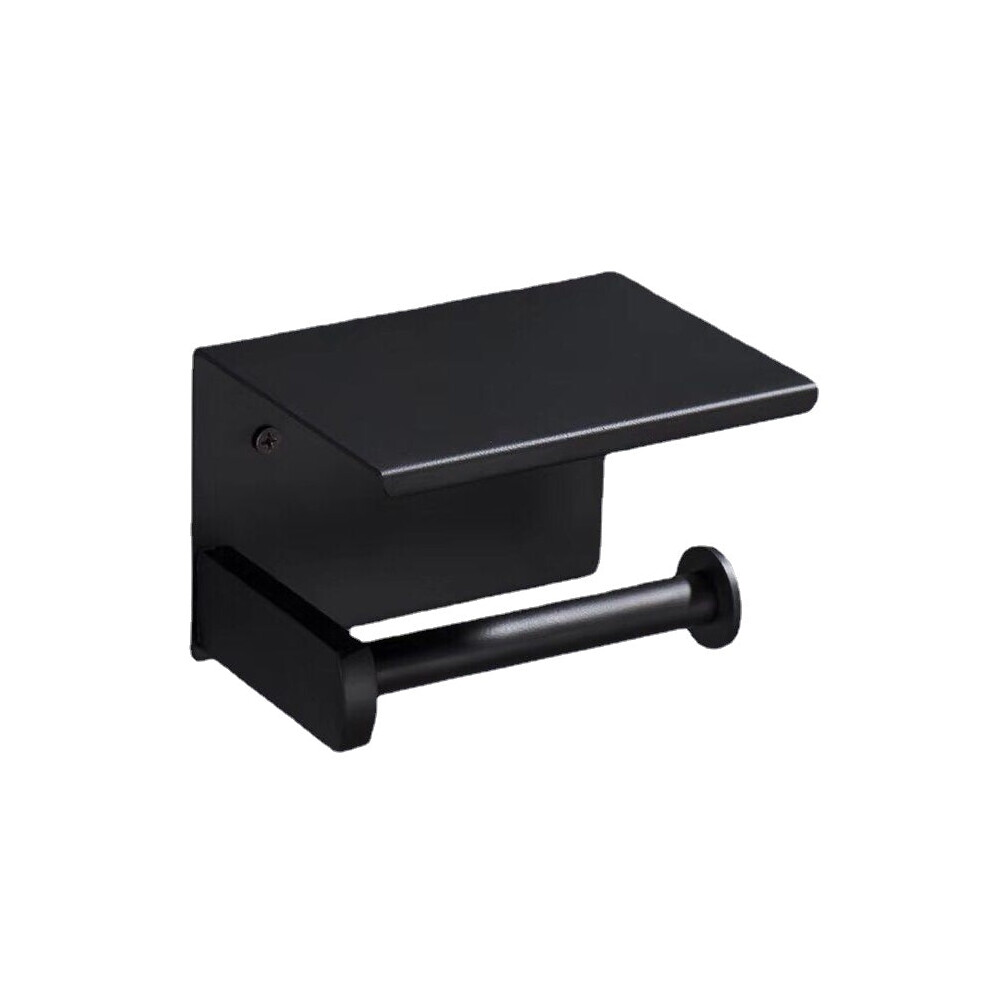 (Black, L) Toilet Paper Holder with Shelf Wall-Mounted Toilet Paper Holder Set No-Drill Adhesive-image-OPC-PFZP2TX-NEW