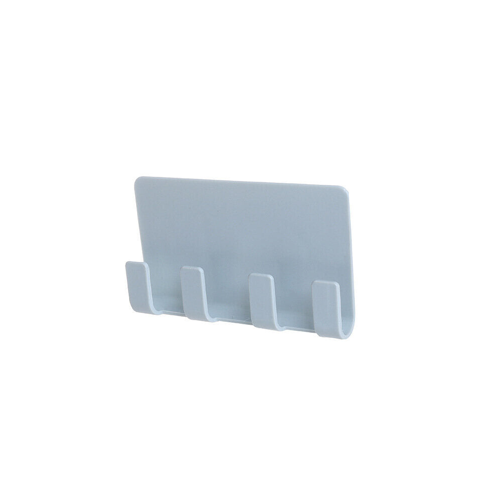 (Blue) Bathroom Storage Rack Wall Mounted Shaver Holder Organizer 4 Hanger Hooks Towel Holder Key Shelf