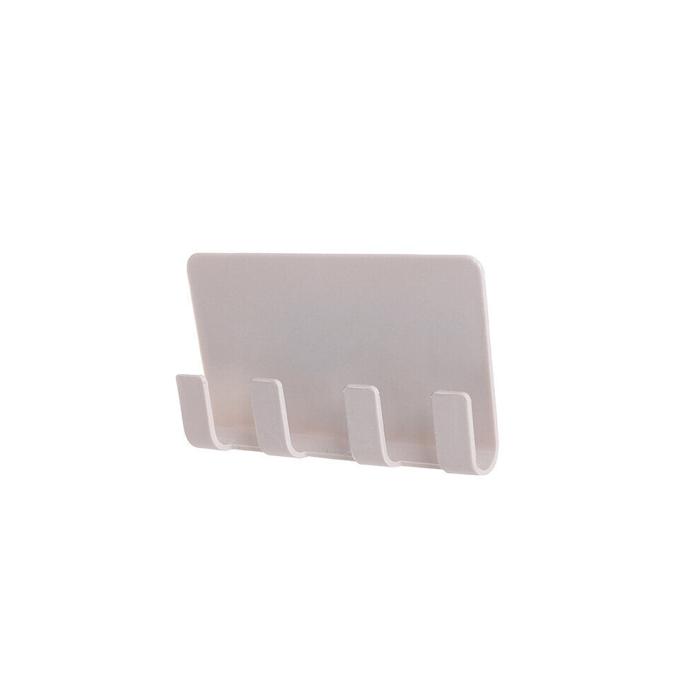 (Khaki) Bathroom Storage Rack Wall Mounted Shaver Holder Organizer 4 Hanger Hooks Towel Holder Key Shelf