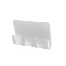 (White) Bathroom Storage Rack Wall Mounted Shaver Holder Organizer 4 Hanger Hooks Towel Holder Key Shelf