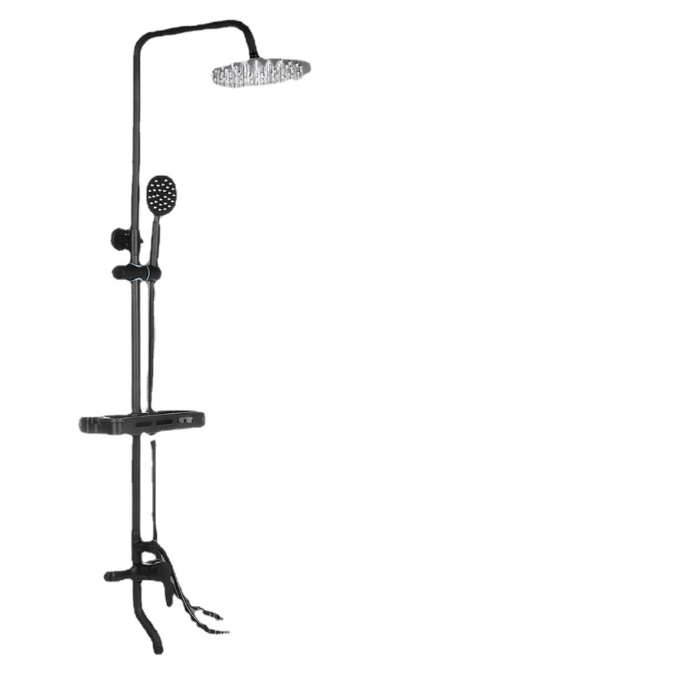 (Round) Wall Mount Exposed Shower System with Thermostatic 8 Inch Round/Square Shower Head Adjustable Handheld Sprayer and Bottle Faucet
