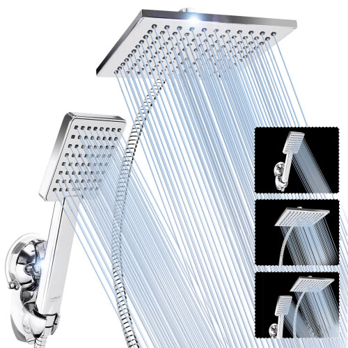 8 Inch Large Angle-adjustable Square Shower Head Electroplating Five Piece Set 1