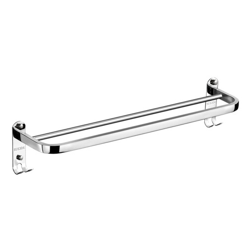 Stainless Steel Perforated Towel Rack Double Rod Shelf Strong Bearing 1