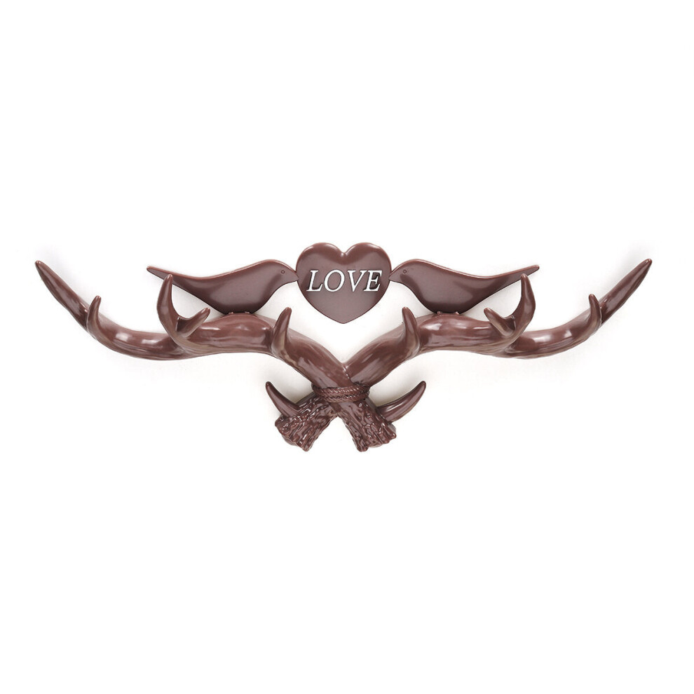 (Brown) Love Vintage Deer Antler Wall Hanger Decoration Coat Hook And Hat Rack 4 Color Holder