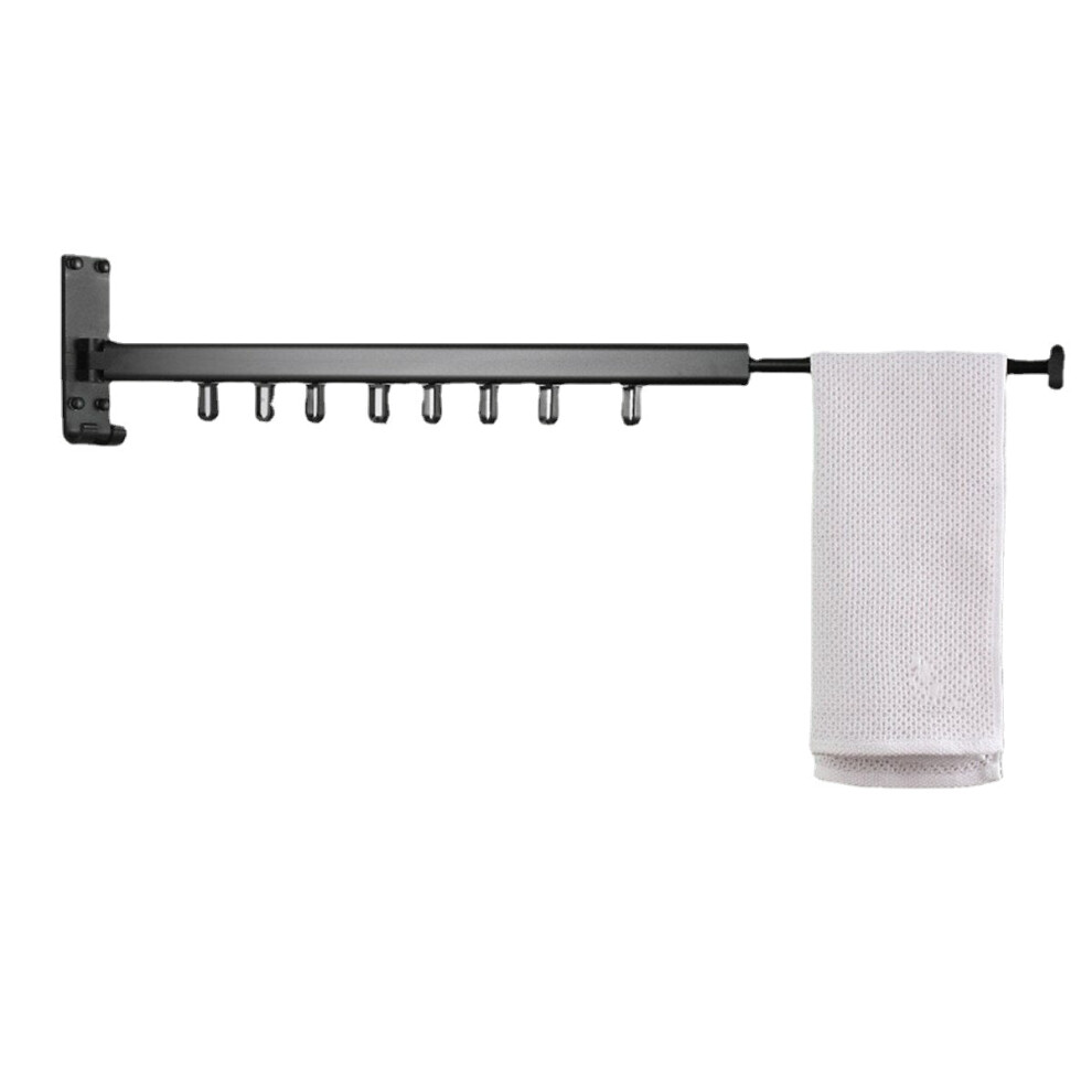 (Black, TypeA) Folding Clothes Hanger Wall Mounted Telescopic Drying Rack Balcony Room Outdoor