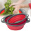(Red) 2Pcs Set Collapsible Foldable Silicone Drain Colander Fruit Vegetable Strainer Basket 7