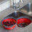(Red) 2Pcs Set Collapsible Foldable Silicone Drain Colander Fruit Vegetable Strainer Basket 10