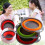 (Red) 2Pcs Set Collapsible Foldable Silicone Drain Colander Fruit Vegetable Strainer Basket 6