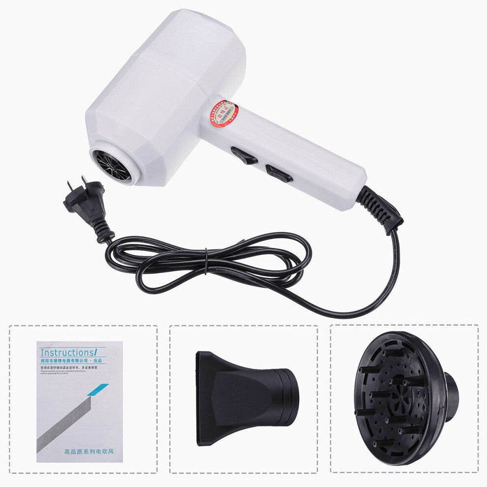 (White) 2000w Hair Dryer Household Hair Dryer Negative Ion Hammer Hair Dryer