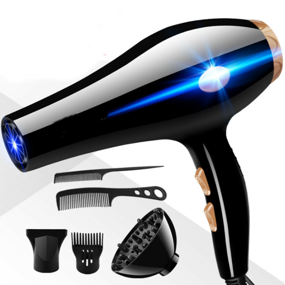 Greenzech 2200W Hair Dryer Strong Power Blow Thermostatic 5-Speed Adjustment Blue-Ray Diffuser Comb Kit