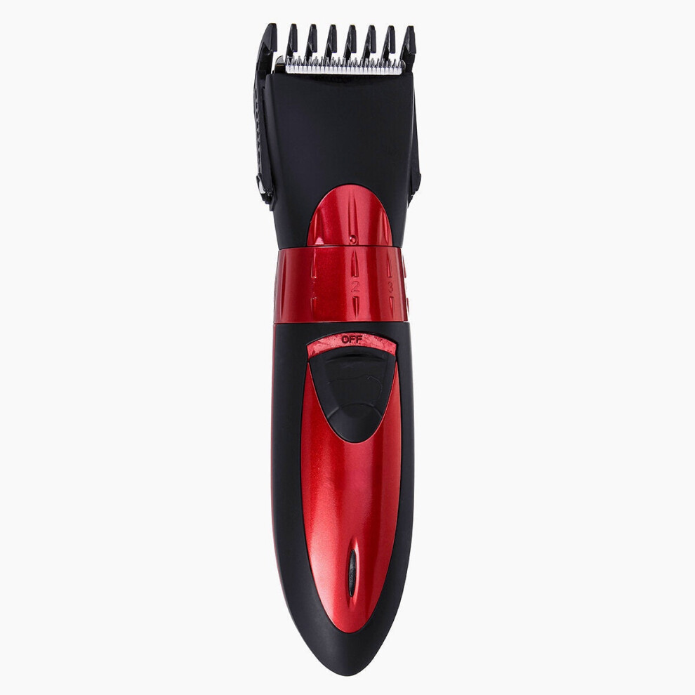 (Red, EU Plug) 5 Gears Men Rechargeable Electric Hair Clipper Trimmer Haircut Machine Barber Shaver W/ 2 Limit Comb