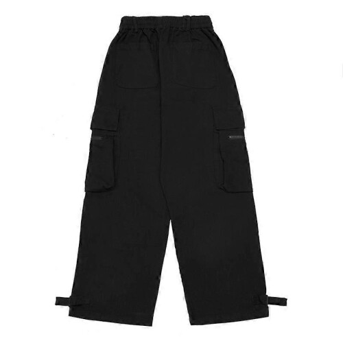 (S,Black)Men's Cargo Pants Cotton Drawstring Elastic Sweatpants 1