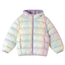 (160cm,Colorful)Girls and Toddlers' Lightweight Packable Hooded Puffer Jacket