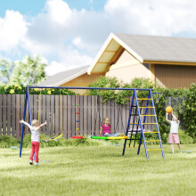 AIYAPLAY 6 in 1 Kids Swing Set with 3 Swings, Climbing Net and Ladder