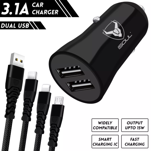 USB Car Charger Cigarette Lighter Dual Socket 3.0 Adapter for iPhone Samsung MI