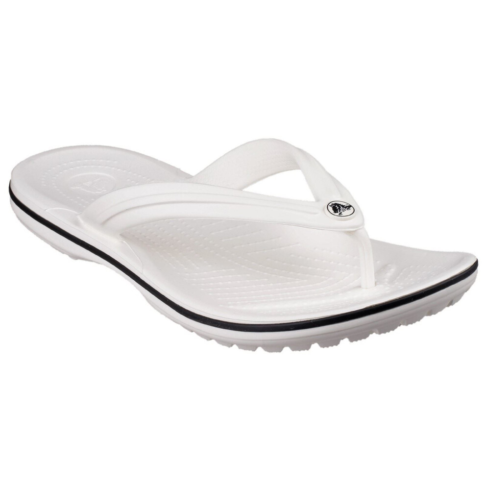 (White, 9 (Adults')) Crocs Crocband Flip Croslite Rubber White Slippers
