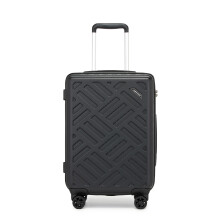 (Black, 20 inch) Sleek Geometric Pattern 20/24/28Inch ABS+PC Hard Shell Suitcase With TSA Lock
