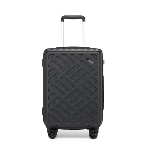 (Black, 20 inch) Sleek Geometric Pattern 20/24/28Inch ABS+PC Hard Shell Suitcase With TSA Lock