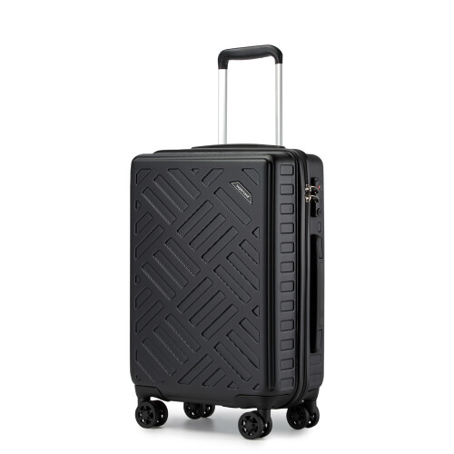 (Black, 20 inch) Sleek Geometric Pattern 20/24/28Inch ABS+PC Hard Shell Suitcase With TSA Lock 2