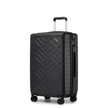 (Black, 24 inch) Sleek Geometric Pattern 20/24/28Inch ABS+PC Hard Shell Suitcase With TSA Lock