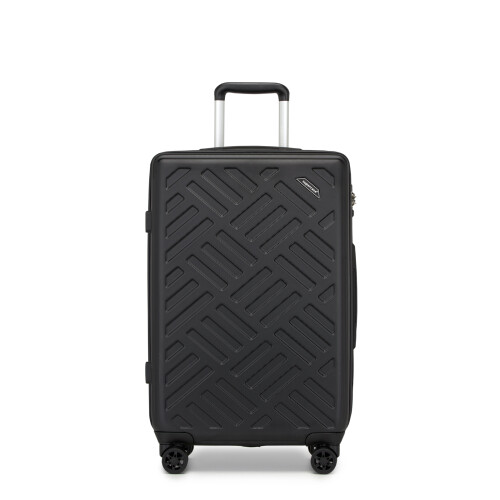 (Black, 24 inch) Sleek Geometric Pattern 20/24/28Inch ABS+PC Hard Shell Suitcase With TSA Lock 2