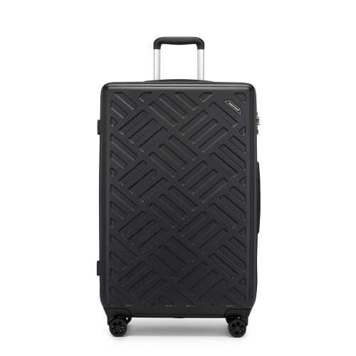 (Black, 28 inch) Sleek Geometric Pattern 20/24/28Inch ABS+PC Hard Shell Suitcase With TSA Lock 2