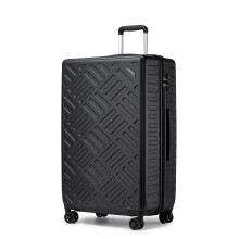 (Black, 28 inch) Sleek Geometric Pattern 20/24/28Inch ABS+PC Hard Shell Suitcase With TSA Lock