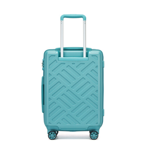 (Blue, 20 inch) Sleek Geometric Pattern 20/24/28Inch ABS+PC Hard Shell Suitcase With TSA Lock 2