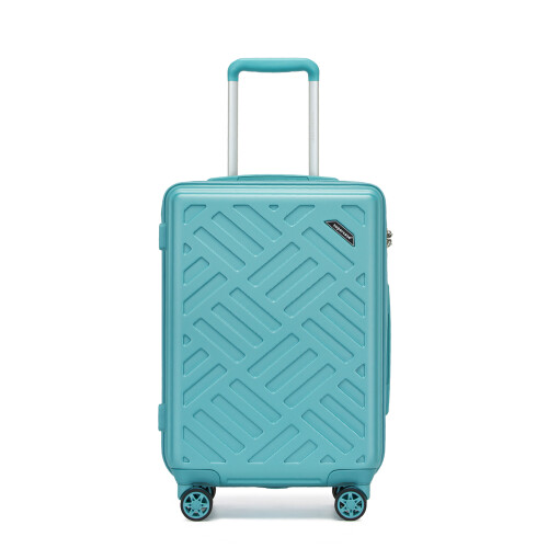 (Blue, 20 inch) Sleek Geometric Pattern 20/24/28Inch ABS+PC Hard Shell Suitcase With TSA Lock