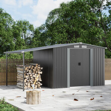 8 x 6 ft Outdoor Metal Storage Shed with Lean-to, Dark Grey