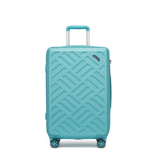 (Blue, 24 inch) Sleek Geometric Pattern 20/24/28Inch ABS+PC Hard Shell Suitcase With TSA Lock