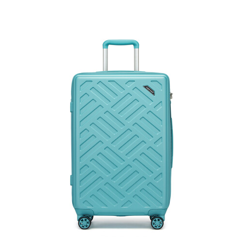 (Blue, 24 inch) Sleek Geometric Pattern 20/24/28Inch ABS+PC Hard Shell Suitcase With TSA Lock
