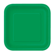 (Emerald Green) 9" Square Dessert Plates, 14pcs Disposable Plates, Dinnerware Plates Tableware for BBQs, Weddings, Anniversary, Birthday, Occasions