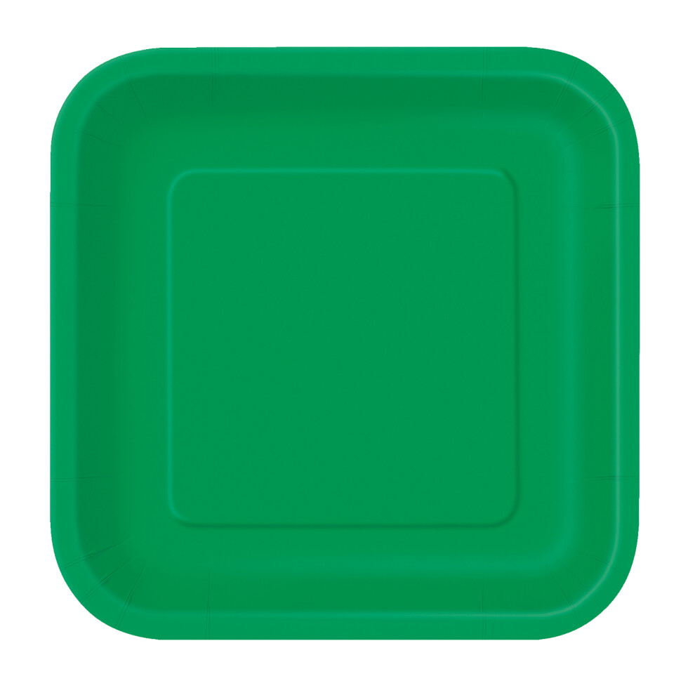 (Emerald Green) 9" Square Dessert Plates, 14pcs Disposable Plates, Dinnerware Plates Tableware for BBQs, Weddings, Anniversary, Birthday, Occasions