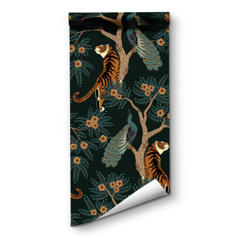 (Rw217) Peel And Stick Tiger Pattern Wallpaper, Self-Adhesive Animals Wall Murals, Use As Wall Paper, Contact Paper Or Shelf Paper 18 X 118 Inch Roll 6915070995481