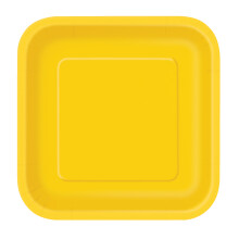 (Neon Yellow) 9" Square Dessert Plates, 14pcs Disposable Plates, Dinnerware Plates Tableware for BBQs, Weddings, Anniversary, Birthday, Occasions