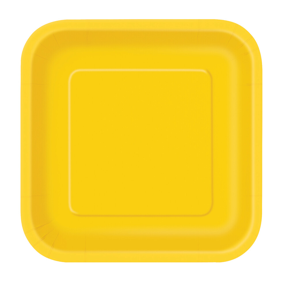 (Neon Yellow) 9" Square Dessert Plates, 14pcs Disposable Plates, Dinnerware Plates Tableware for BBQs, Weddings, Anniversary, Birthday, Occasions