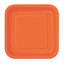 (Orange) 9" Square Dessert Plates, 14pcs Disposable Plates, Dinnerware Plates Tableware for BBQs, Weddings, Anniversary, Birthday, Occasions