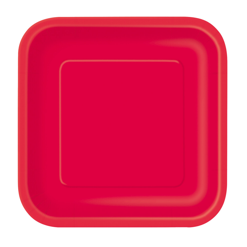 (Red) 9" Square Dessert Plates, 14pcs Disposable Plates, Dinnerware Plates Tableware for BBQs, Weddings, Anniversary, Birthday, Occasions