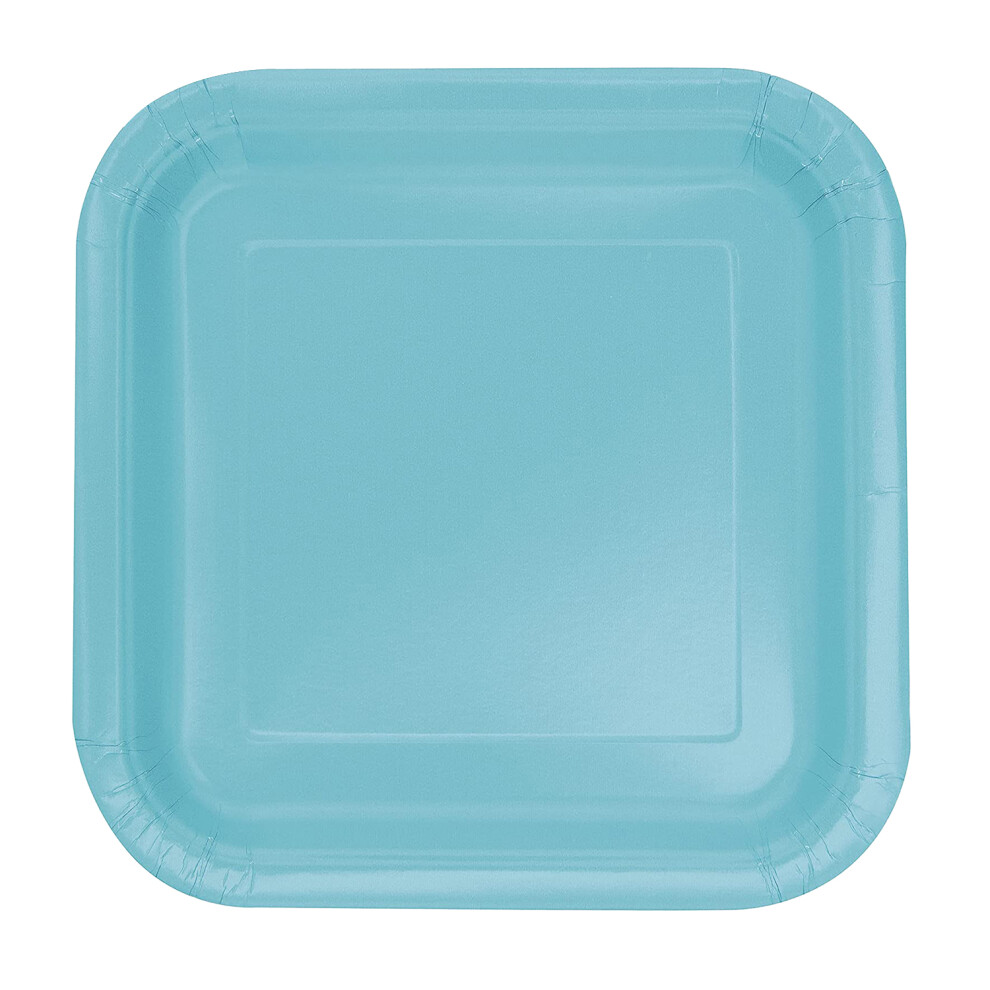 (Terrific Teal) 9" Square Dessert Plates, 14pcs Disposable Plates, Dinnerware Plates Tableware for BBQs, Weddings, Anniversary, Birthday, Occasions